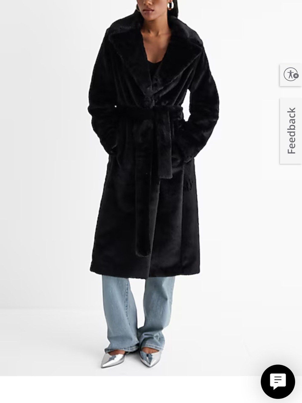 NWT express Faux Fur Belted Trench Coat